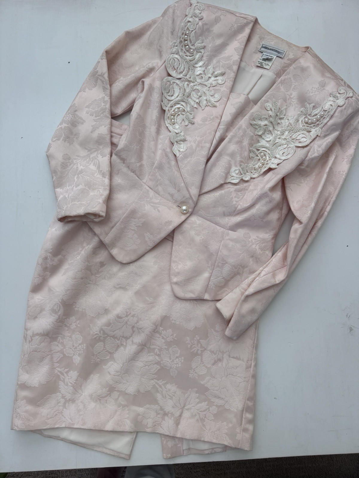 Jessica McClintock Vintage Two Piece Suit Damask Lace Maxi Sz 10 Medium