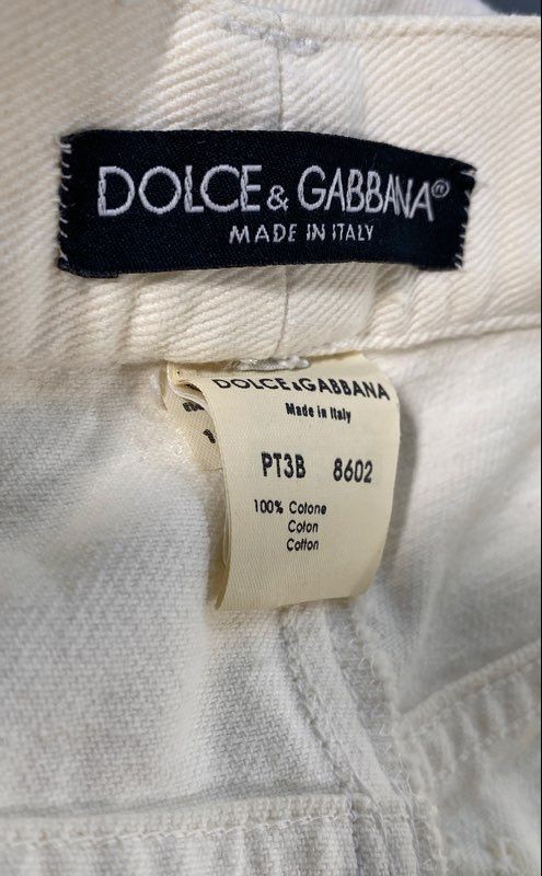 Vintage Y2K Dolce & Gabbana Women’s Beige Raw Hem Frayed Jeans Made Italy Sz 28