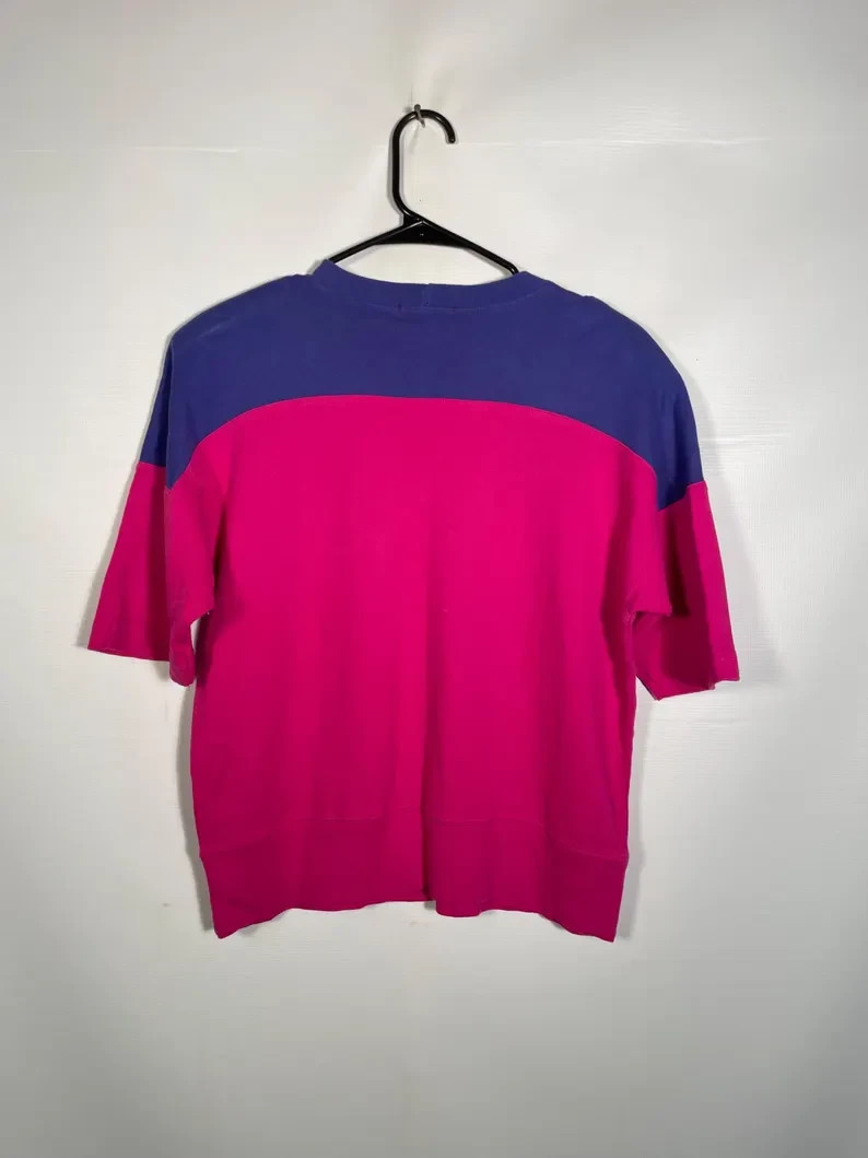 Vintage 1980s Jewel Tone All Cotton Color Block Tshirt Size M