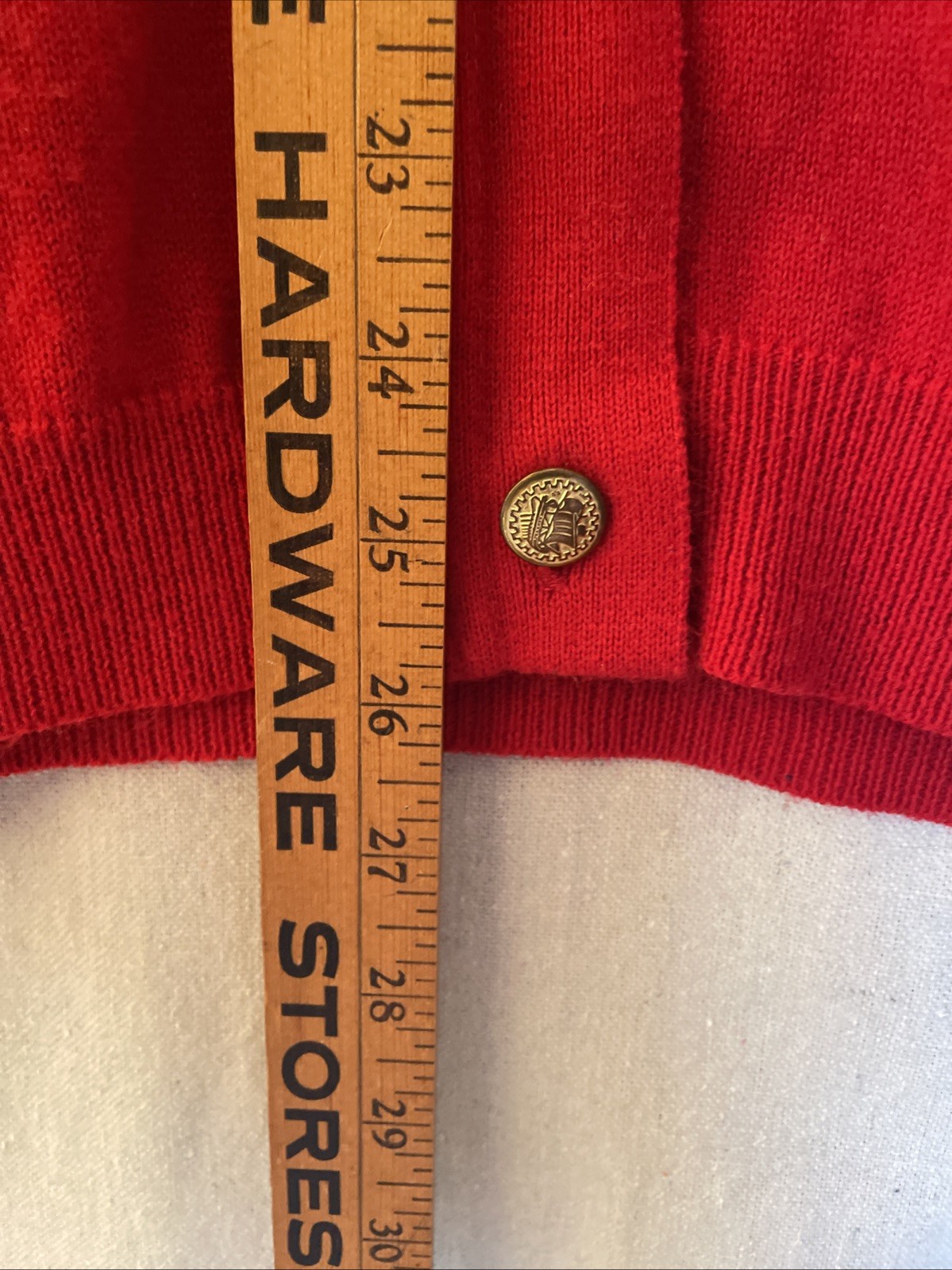 VTG 90s Cardigan Made In Poland Euro Flash Size M Red With Gold Buttons Classic