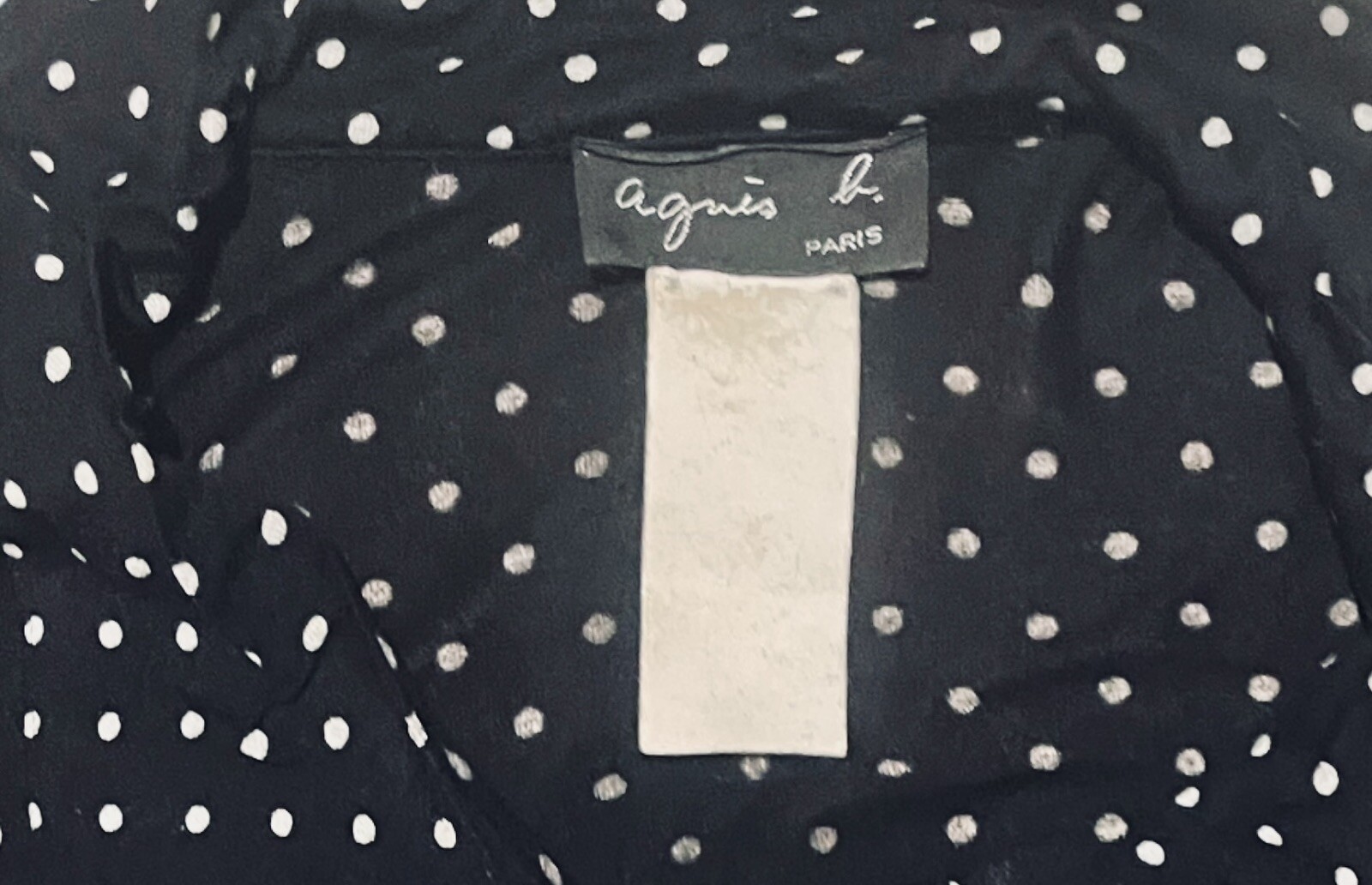 Agnes B Vintage Designer Top 90s Black Polka Dot Blouse Classic Statement Size M