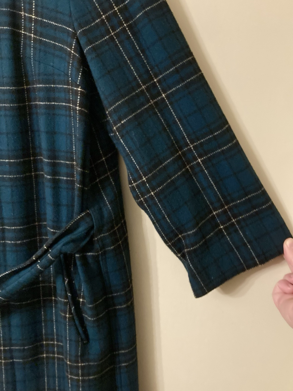 Vintage Pendleton Virgin Wool Dress Coat Plaid Long Pockets USA 1950’s Women’s