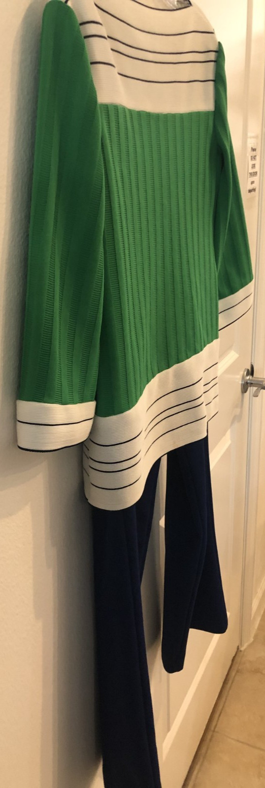 VERY COOL WOMENS VINTAGE BODIN KNITS OUTFIT 1960’S HIPPIE GREEN BLUE SIZE 14 WOW