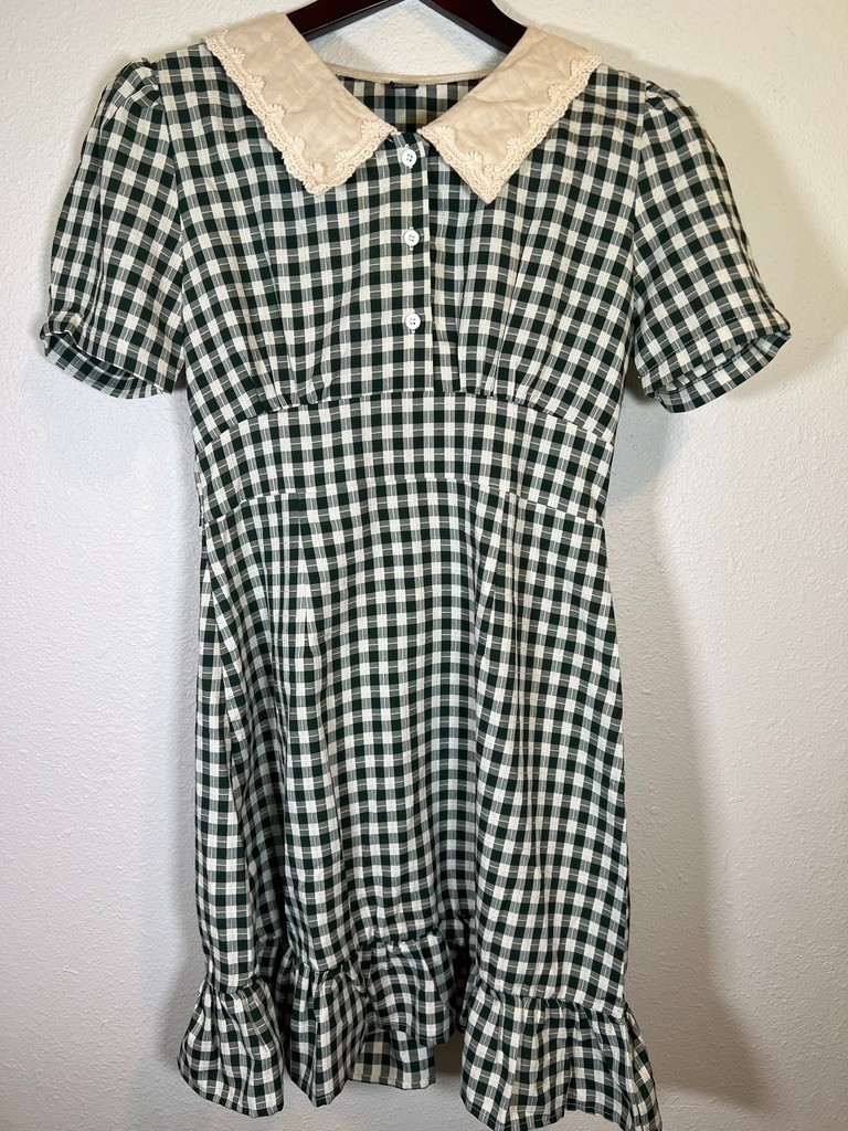 Vintage Dress Prairie Black Cream Dazy Gingham Schoolgirl Babydoll Theater S/M