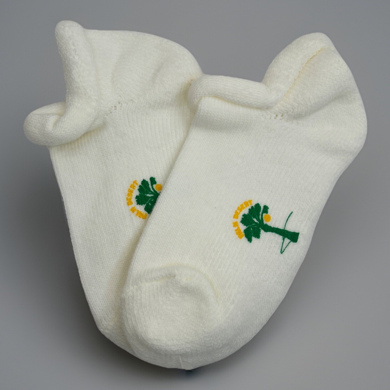 VTG Socks Acrylic Blend White Roll Top Down Ankle 9-11 80s 90s NOS Palm Desert