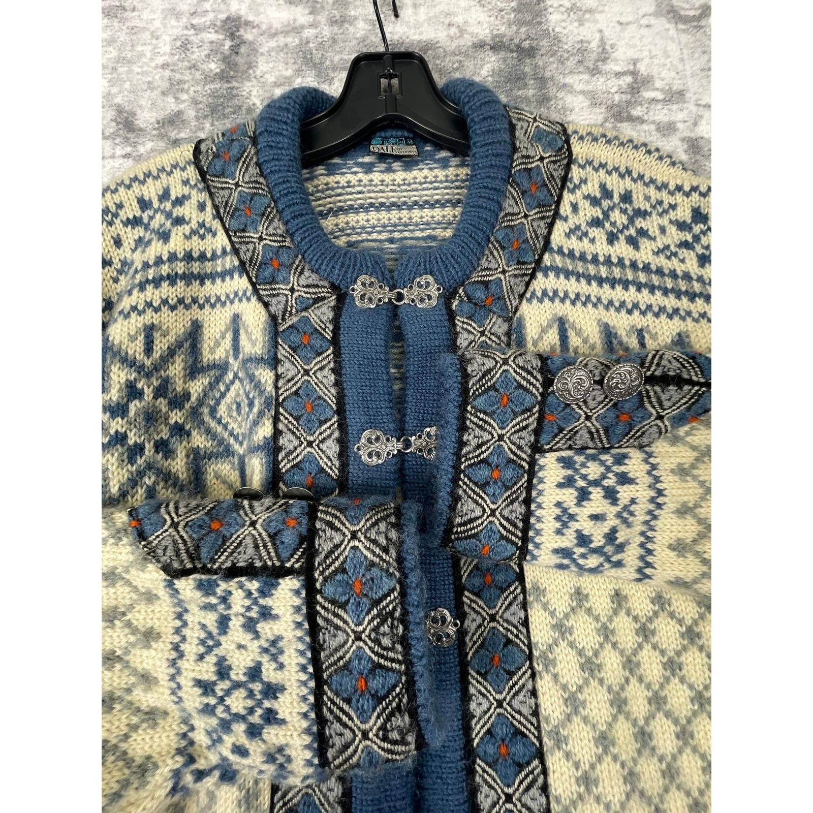 Vtg Dale of Norway Women XL Cardigan 90 Nordic Fair Isle Ornate Wool Grandmacore