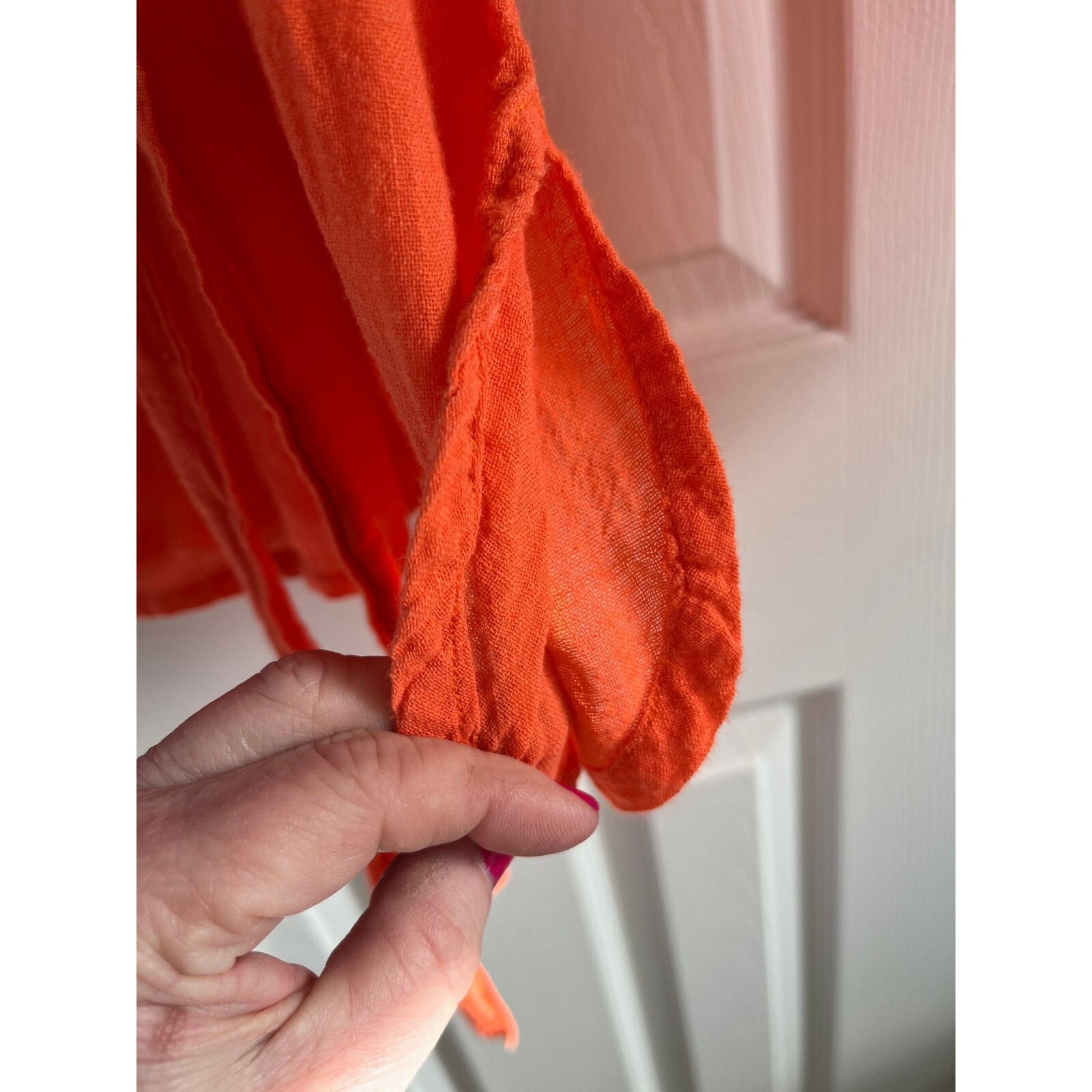 Vtg 1973 Orange Cotton Blouse Grecophilia Made In Greece 100% Greek Cotton