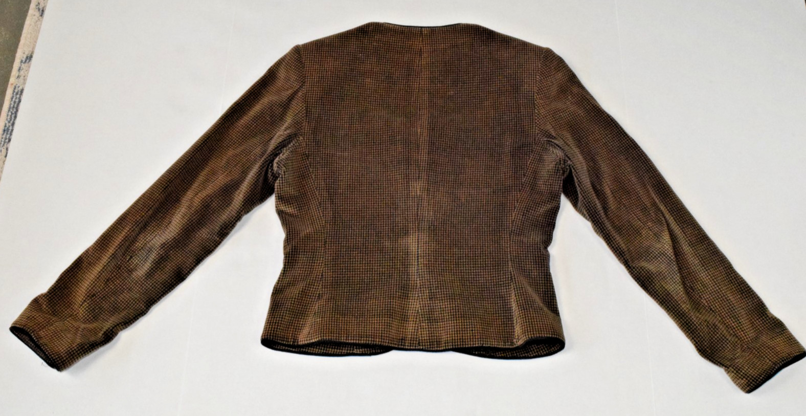 Vintage Blazer Jacket Sasson Size 3/4 80s Gold Velvet Hounds Tooth Kimono Button
