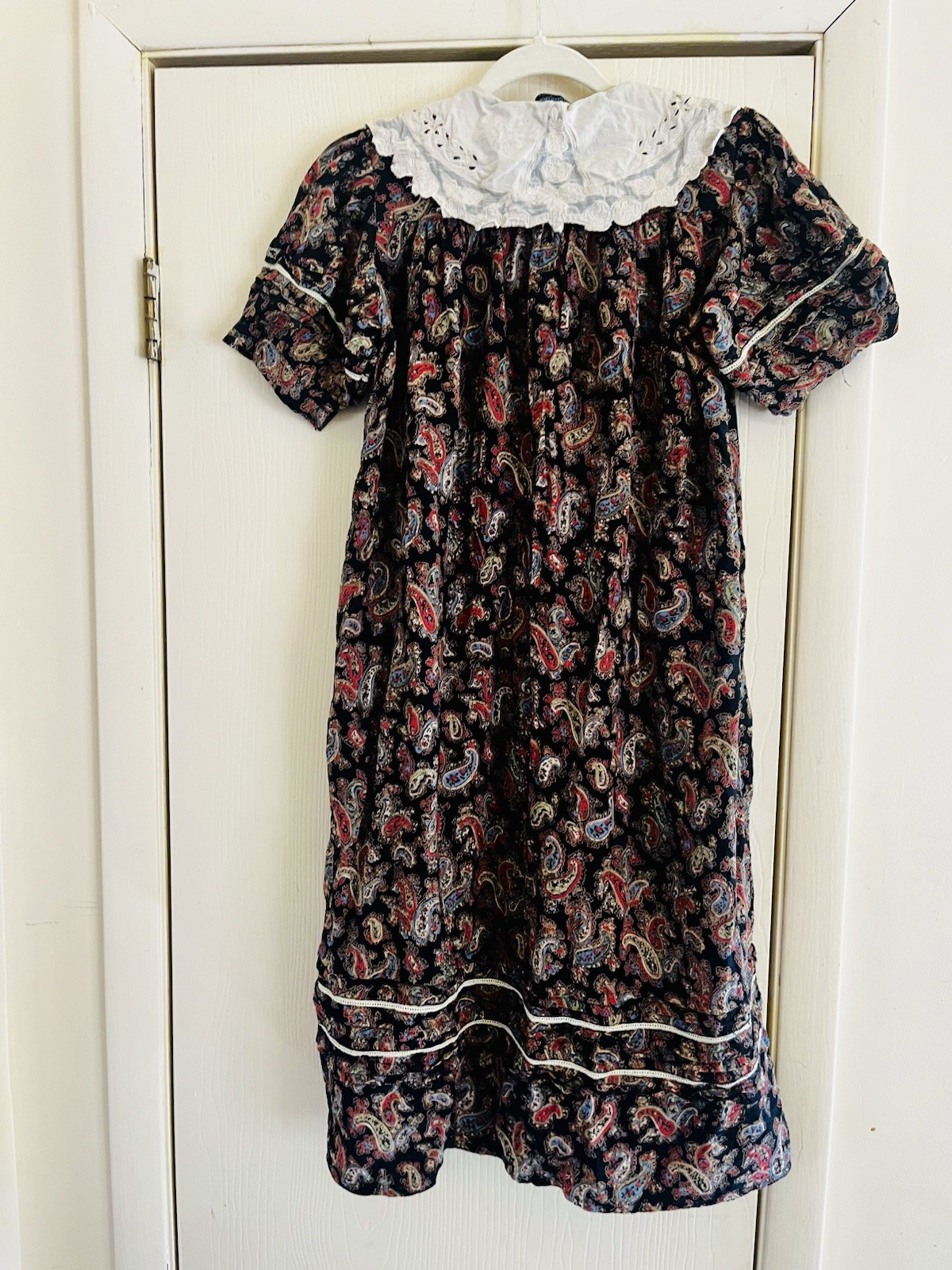 VTG 70s PHOOL Cottagecore Embroiderd Lace Prairie Farmers Daughter Dress S