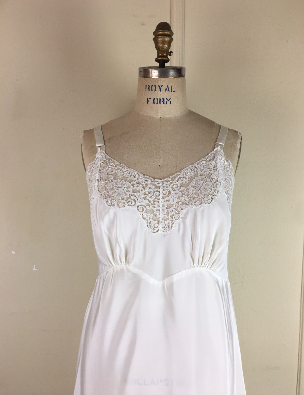 Vintage CORETTE White Slip Lace Trim Size 38 Unworn with Tag Lingerie