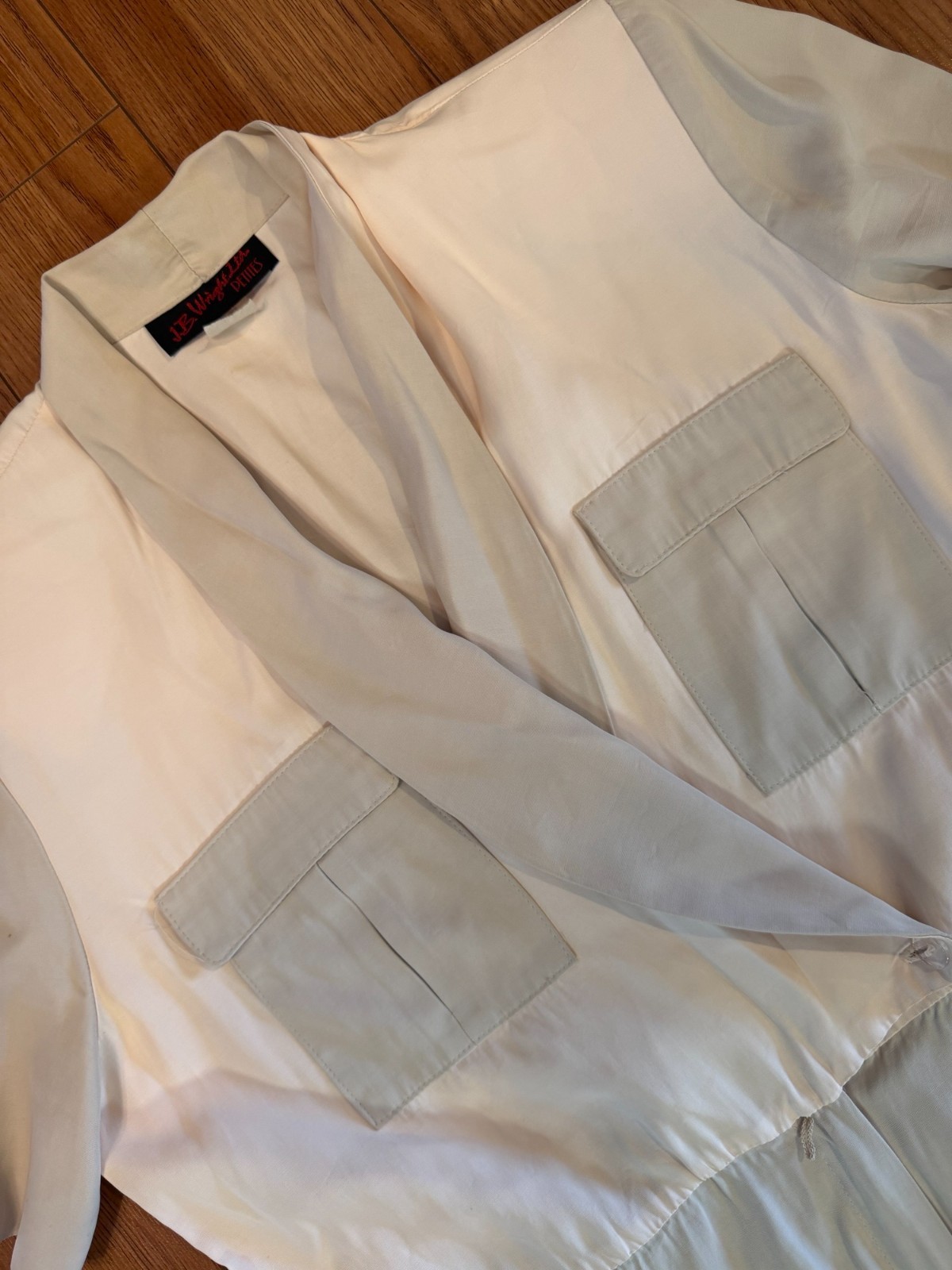 VTG 80s J.B. Wright Ltd Petites Utility Jumpsuit Beige AS-IS Missing Belt/Stain