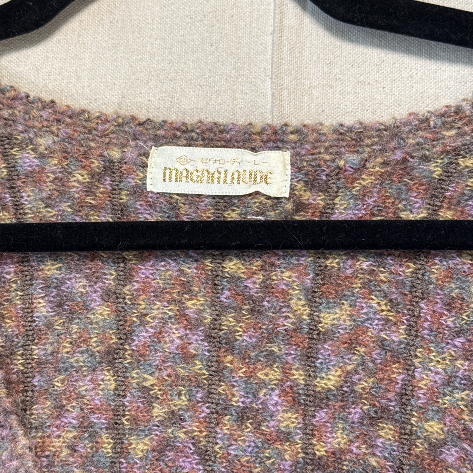 Vintage 80s Japanese Alpaca Blend Cardigan Sweater. MAGNA LAUDE