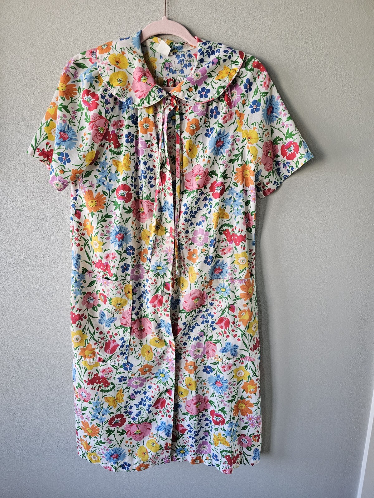 Beautiful Vintage Floral Robe Nightgown Cotton Size Small Damea
