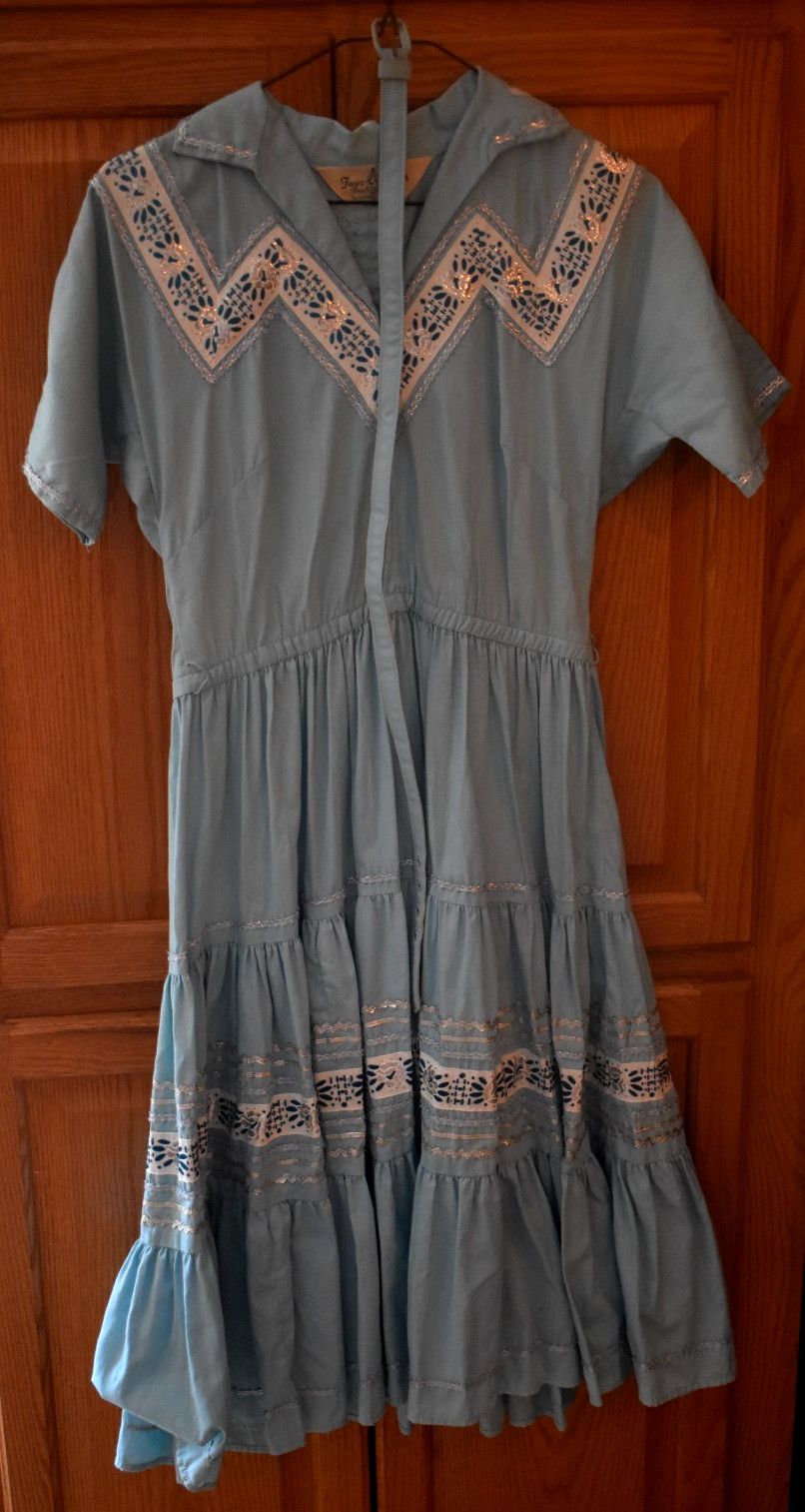 Faye Creations Tucson AZ Blue Square Dance Dress Size Small Western Vintage 50s