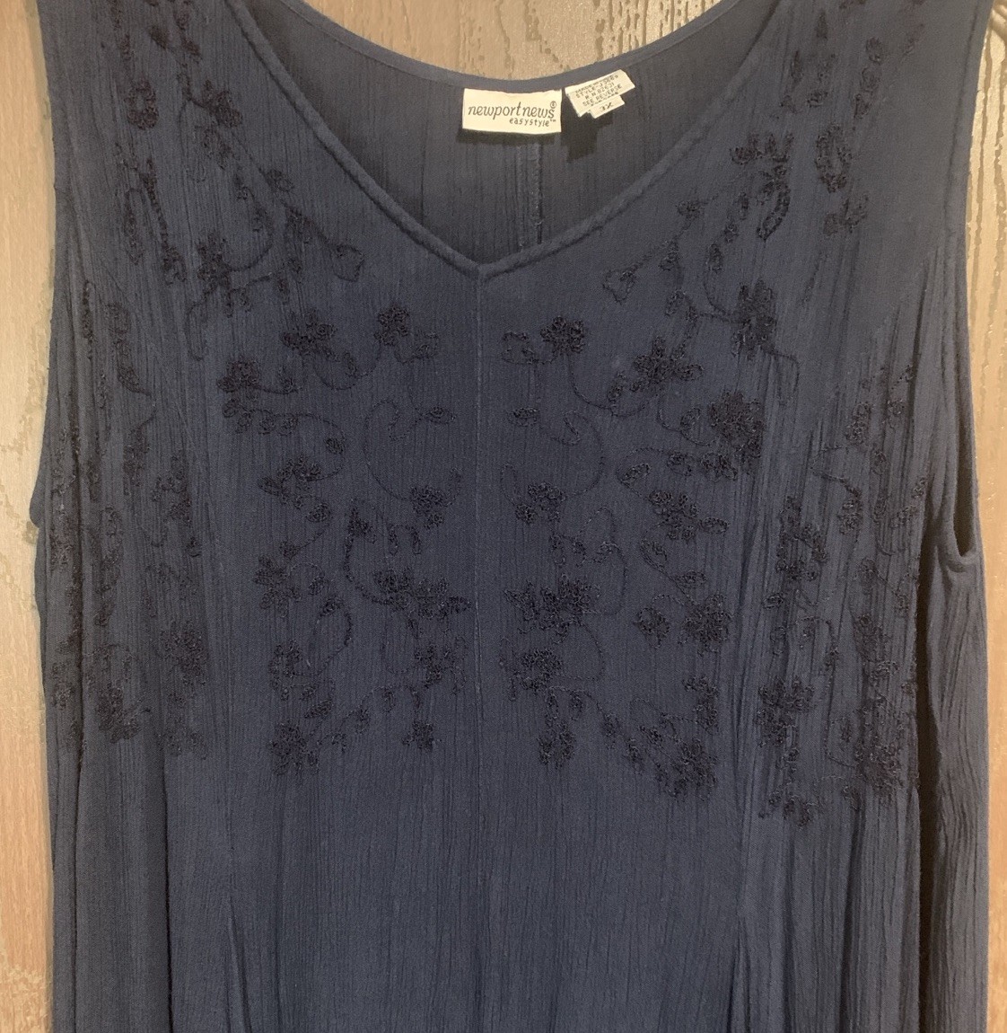VTG Newport News Maxi Dress Womens 3X Blue Sleeveless Beachy Coastal Vacation