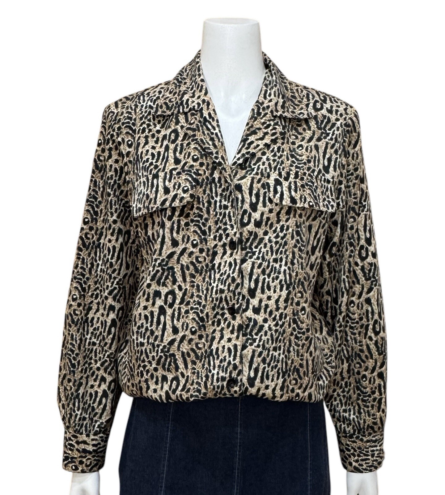 LEOPARD Animal Print 1970’s 70s Vintage 80s 80’s Blouse Truffles Small Med