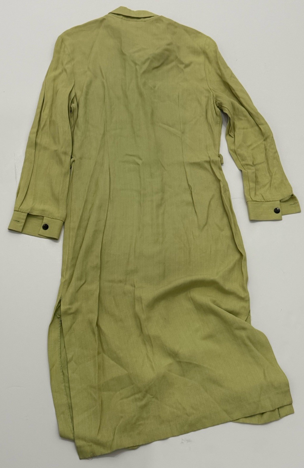 MENU Lime Green Shirt Dress | Vintage 1990s Minimalist Button Front Midi