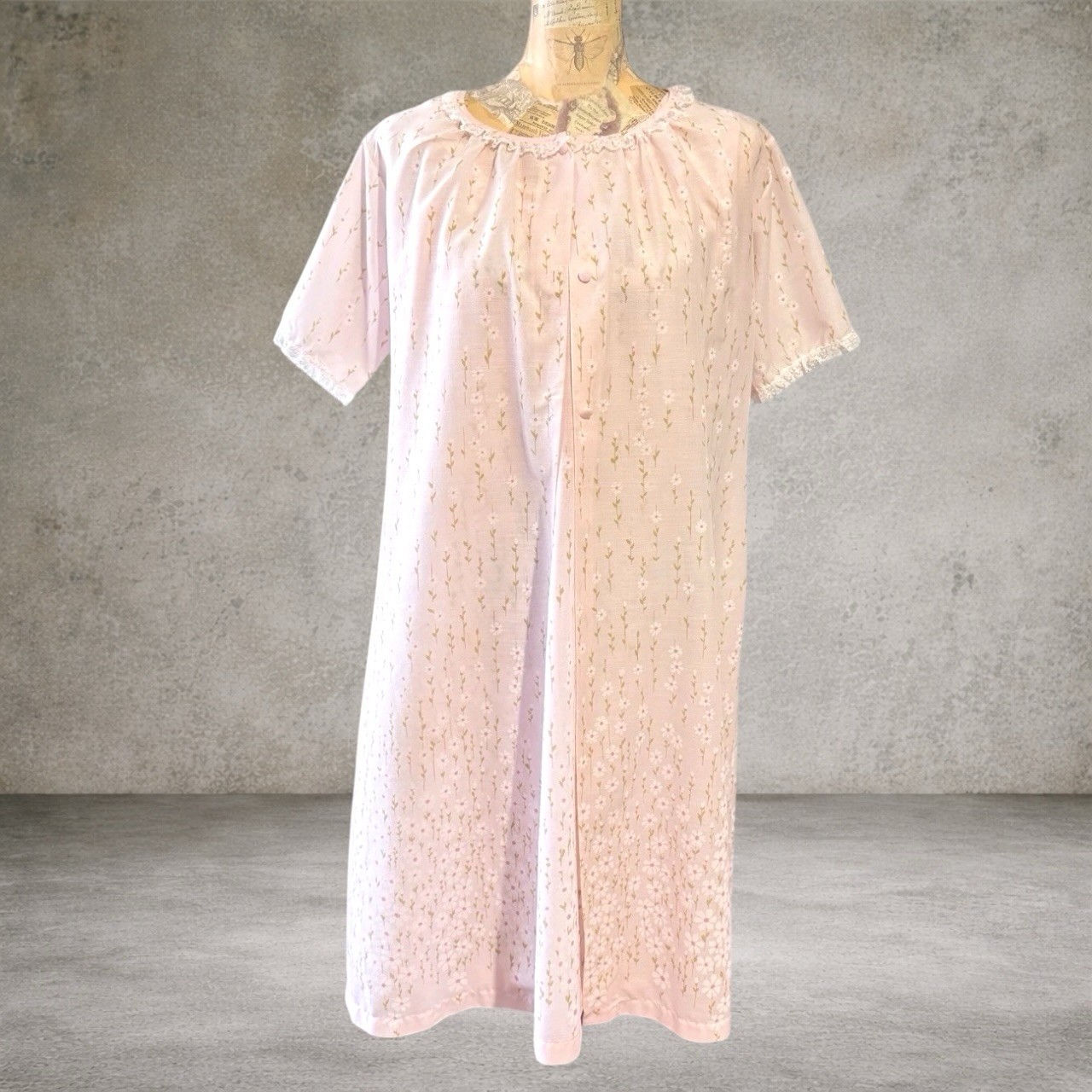 VTG Pinehurst Lingerie Nightgown Robe 2 Piece Pink Cotton Blend Women’s Small