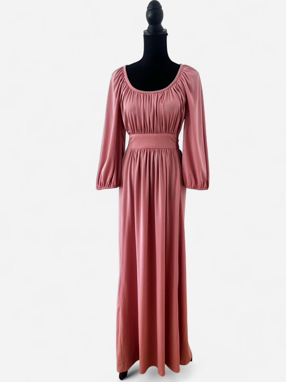 Vintage 70s Regencycore Retro Romantic Cottage Lantern Sleeve Maxi Fairycore