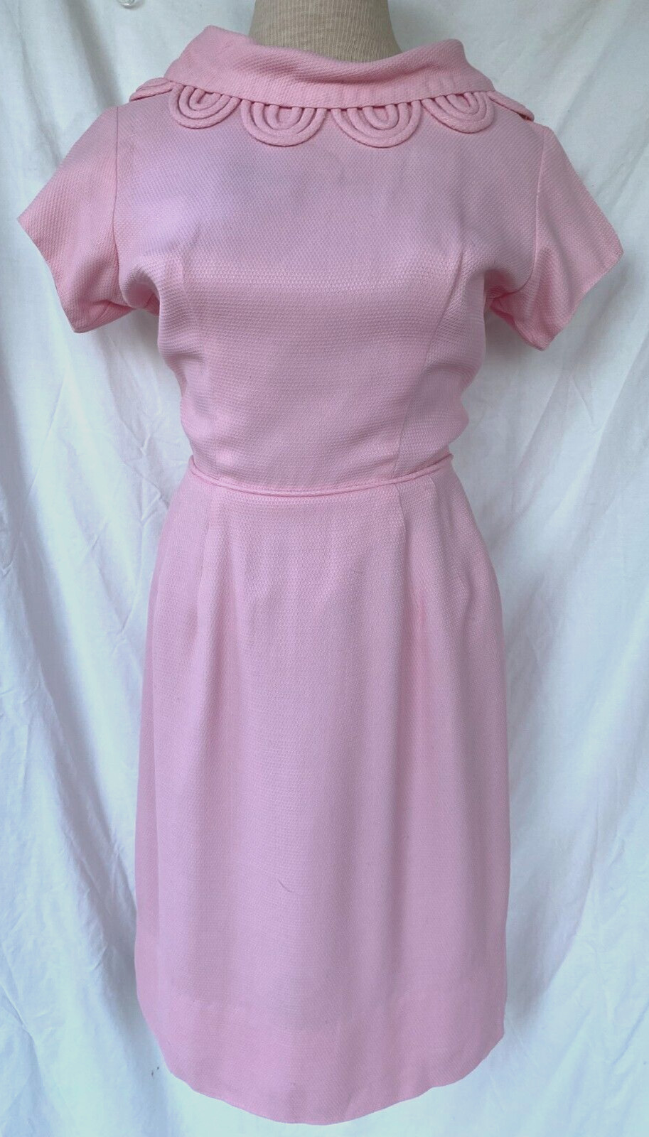 VTG 50s 60s..SABA..COTTON..LIGHT PINK..BOMBSHELL..DRESS..sz S / M
