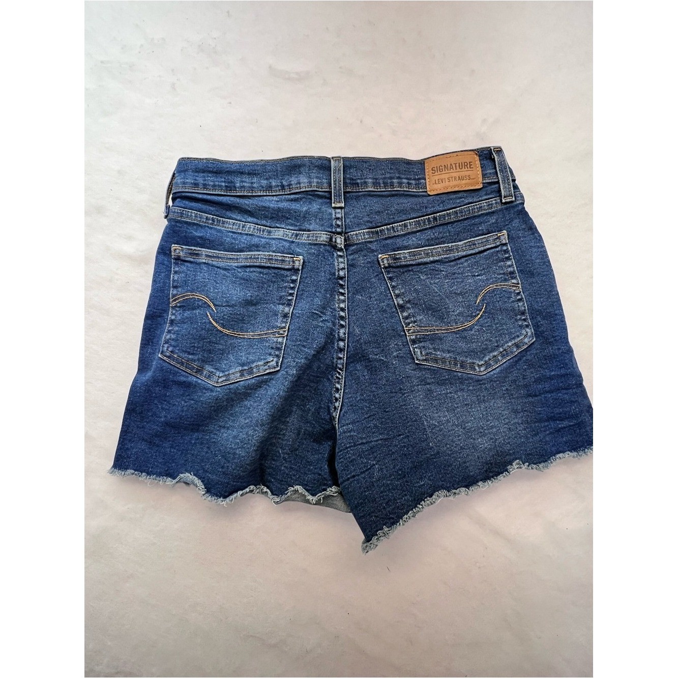 Signature by Levi Strauss Heritage High Rise Denim Shorts, Frayed Hem, 12, EUC