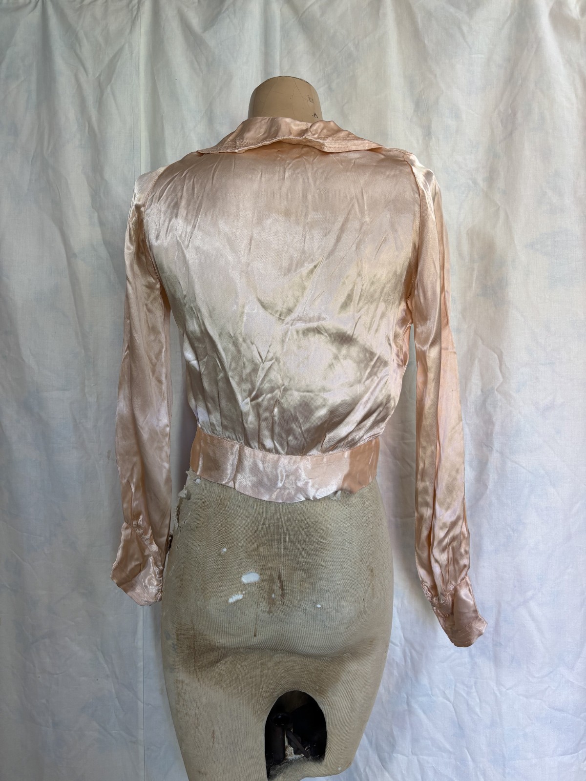 Antique Edwardian Victorian Women’s Peach Pink Satin Shirt Top
