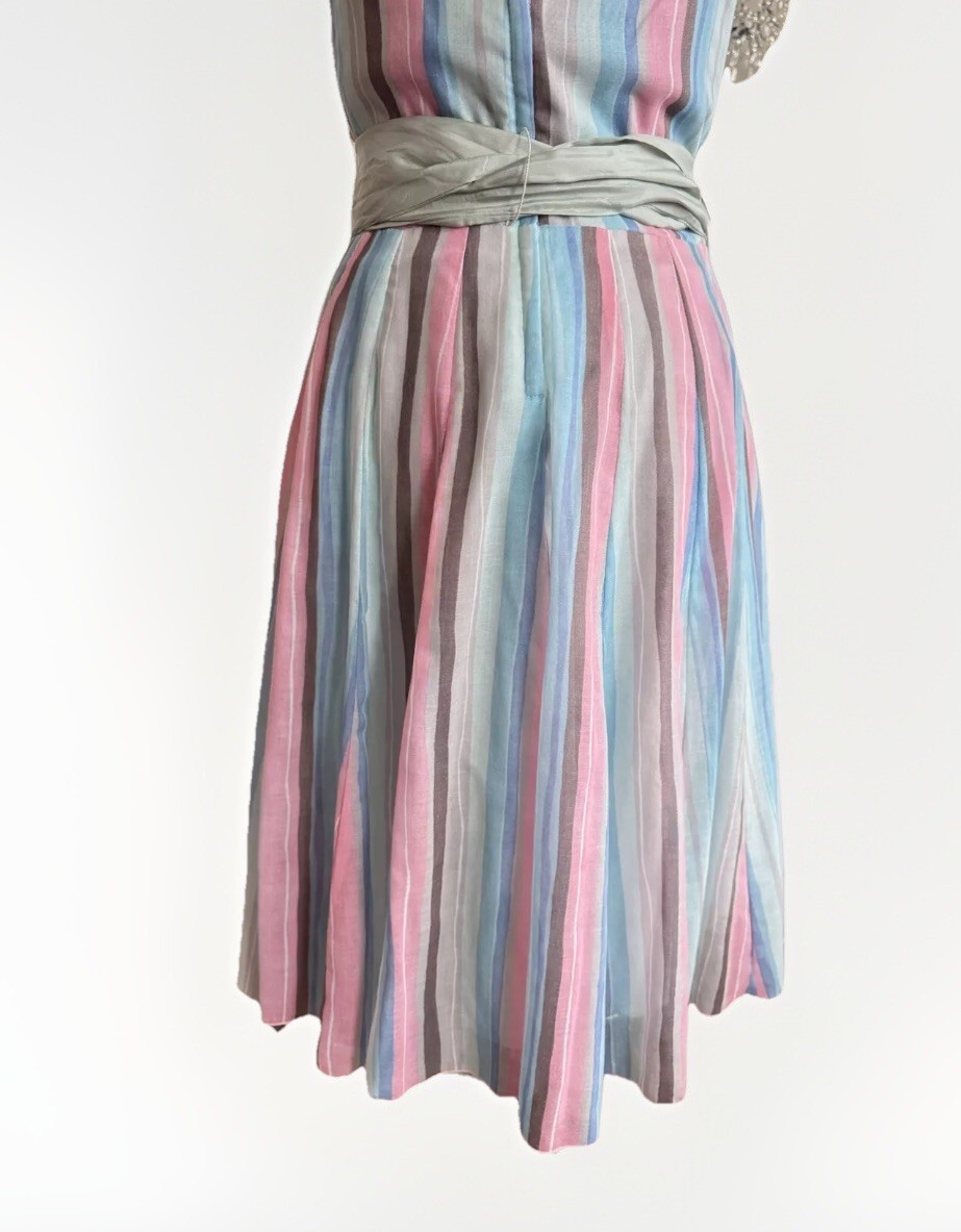 vintage 70s 80s Style C’est Moi rainbow striped strappy Sun Tea Party Dress M