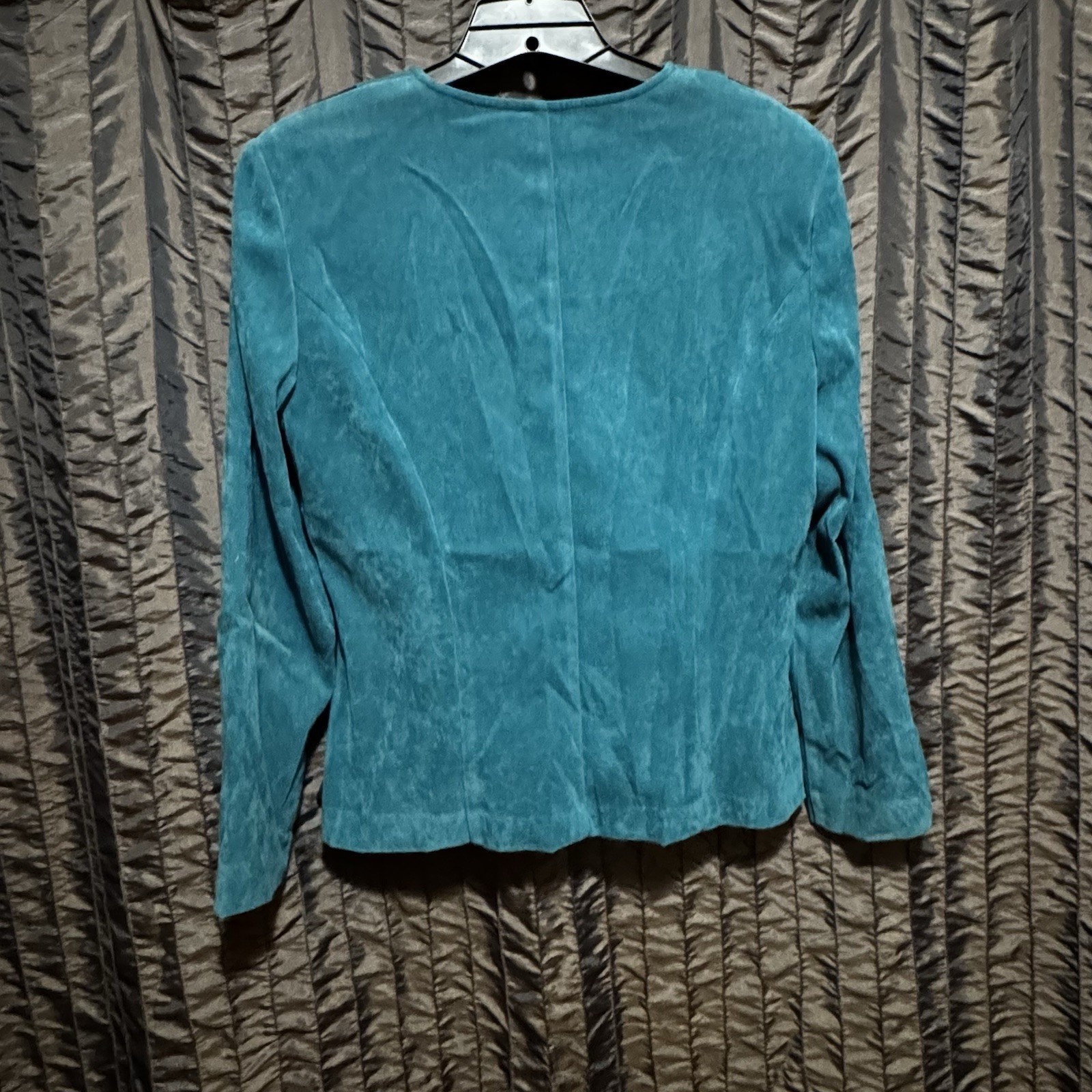 Jessica Howard Teal Black Block Pattern Zip Jacket Women’s Size 12 Vintage 90s