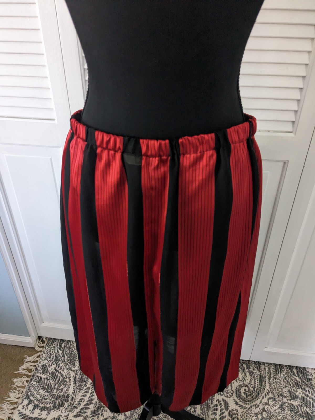 Lorac Original Dress Women’s L/XL Vtg 80s Red Black Stripe Drop Waist Nostalgic