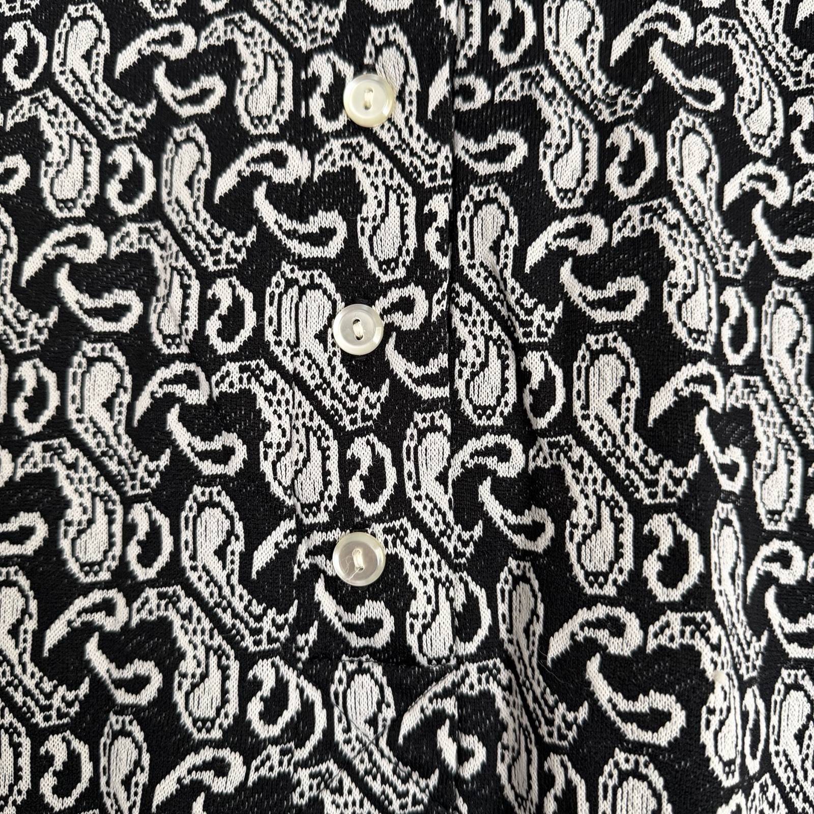 Alex Colman Vintage 70s Black & White Paisley Button Up Shirt Mod Women’s Size M