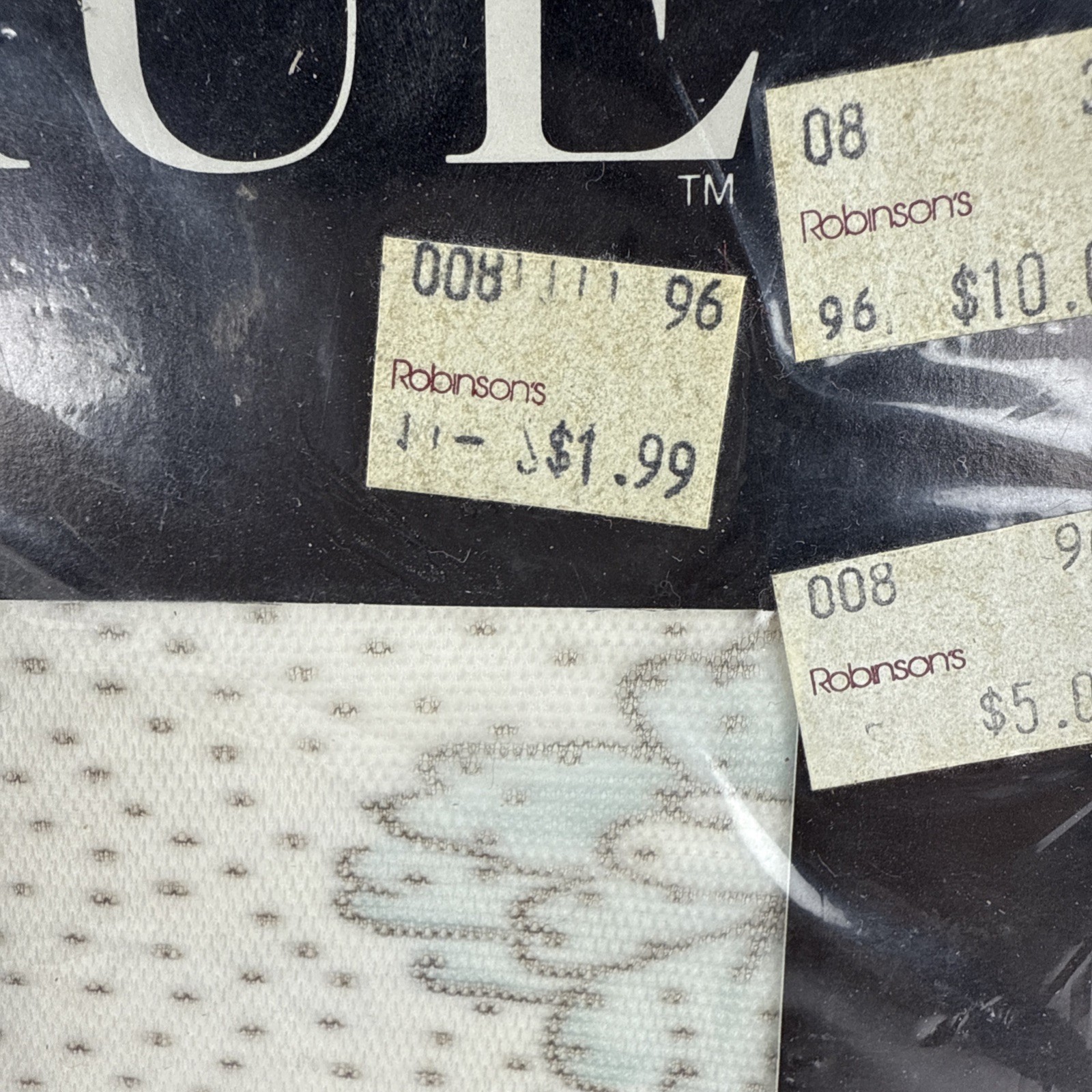 Retro 1990s Hue Off White Blue Florals Sheer Pantyhose Small 5’-5’6” NOS