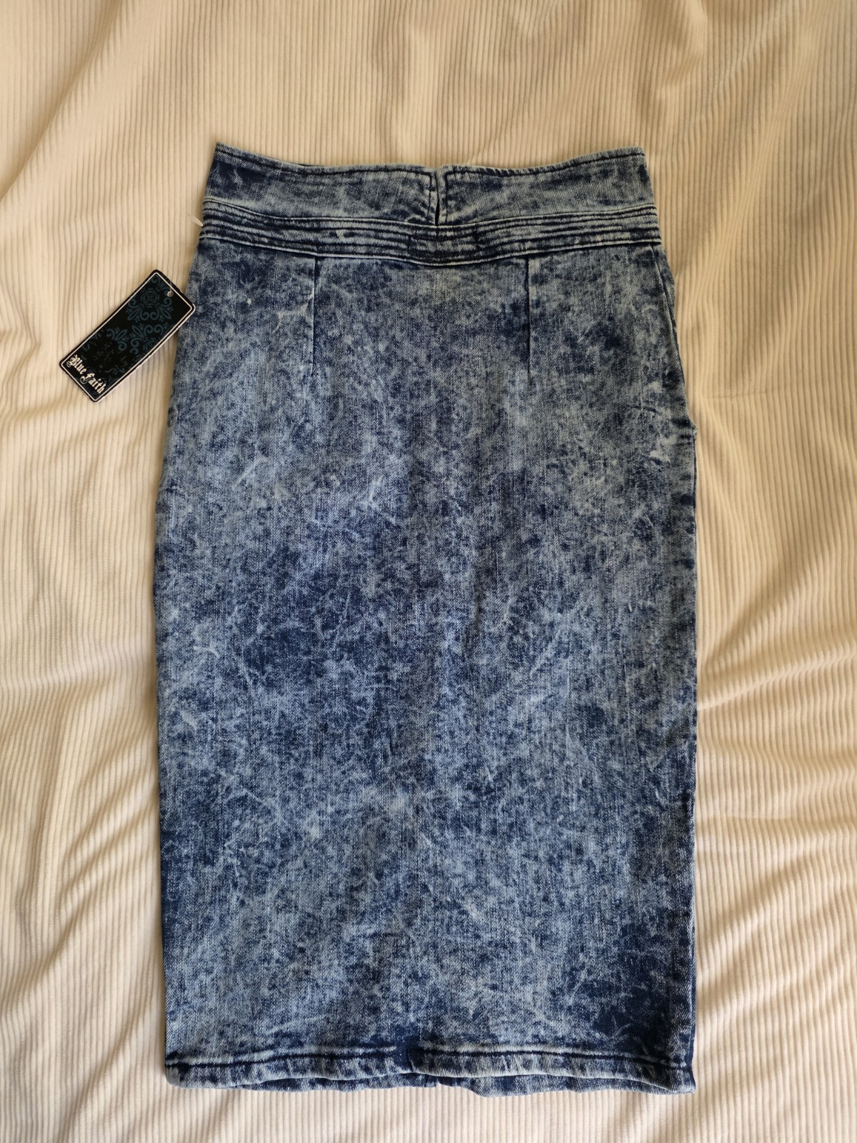 Faith Blue Vintage 80’s 90’s Acid Wash Denim Pencil midi Sz L Nwt