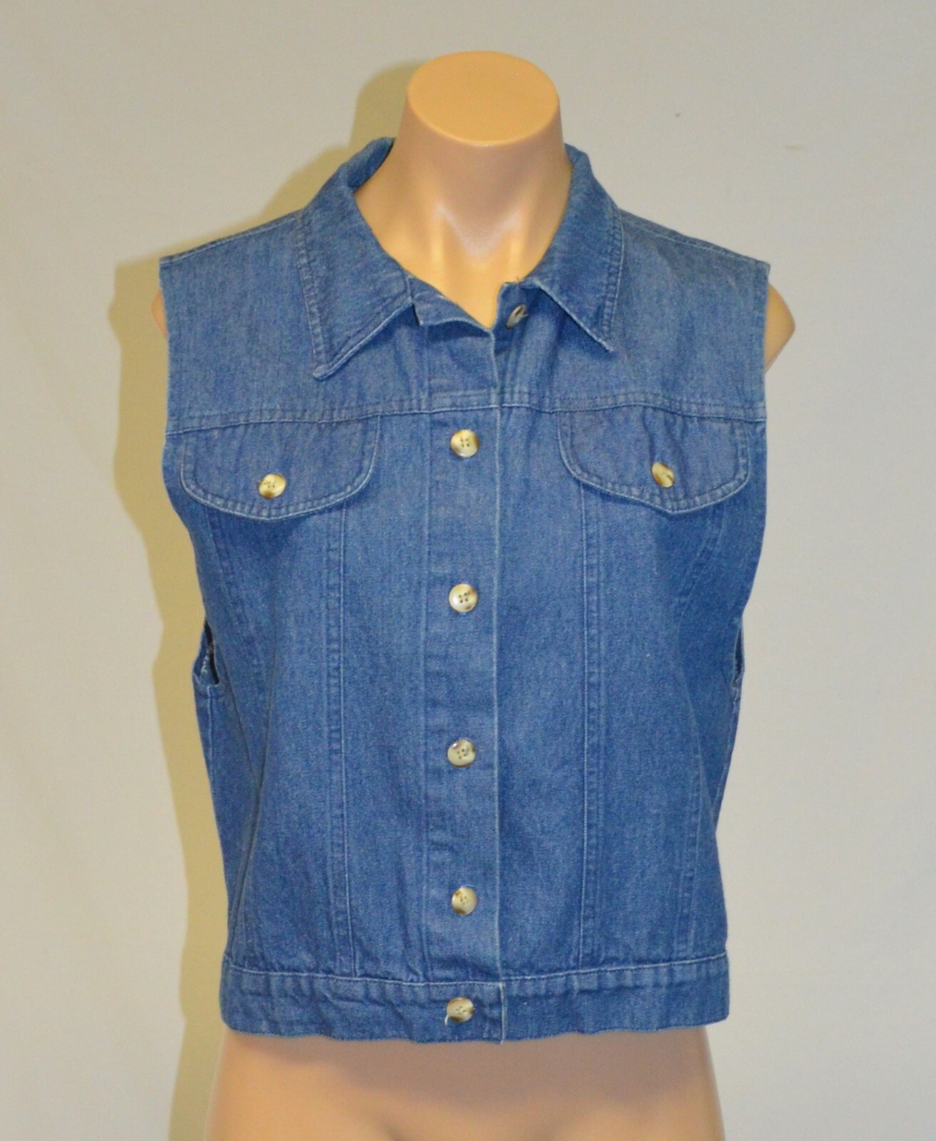 VRG Sport Vintage 80s 90s Denim Button Down Vest sz S