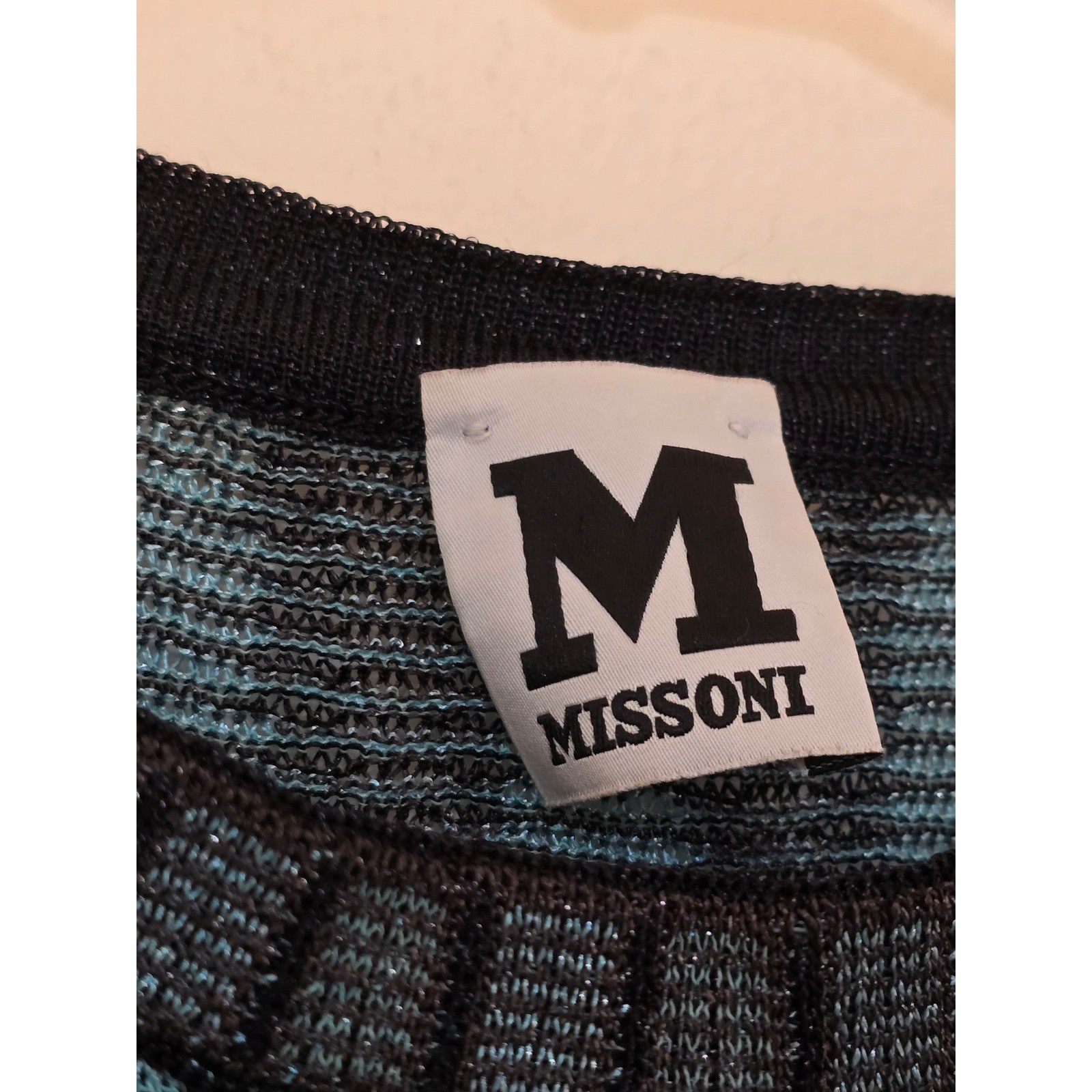 Missoni Dress Art Deco Black Blue Wave Retro Knit
