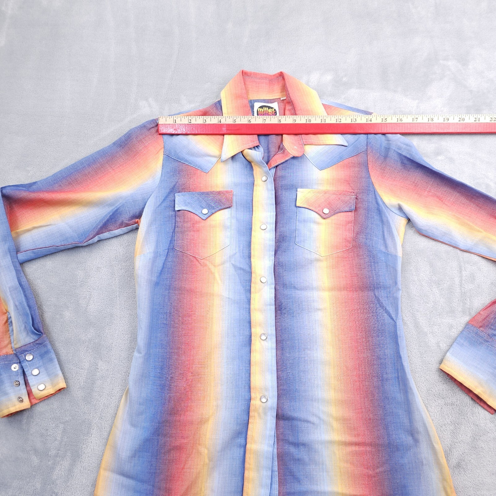Vintage Western Rainbow Pearl Snap Shirt 12/34 Rockabilly Cowgirl Miller Disco