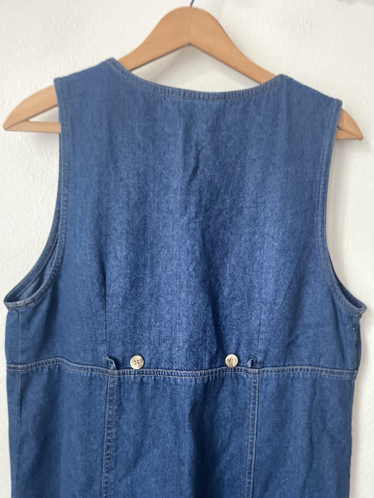 90s Original TY Wear Denim Jumper Modest Dress 10 Petite adjustable back career