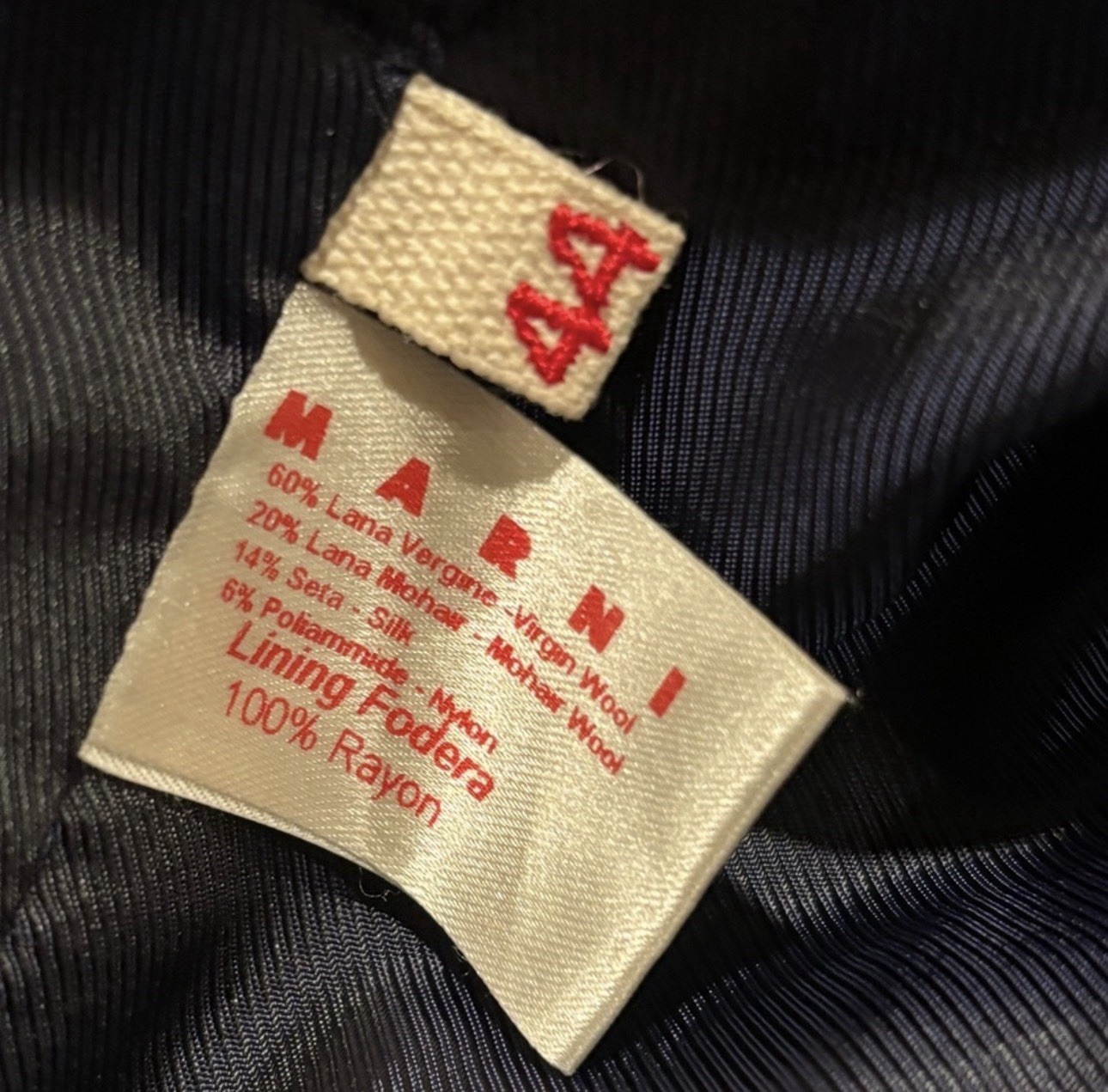 Marni Navy Blue Virgin Wool Mohair Silk Nylon Coat Size 44 Lined with Rayon
