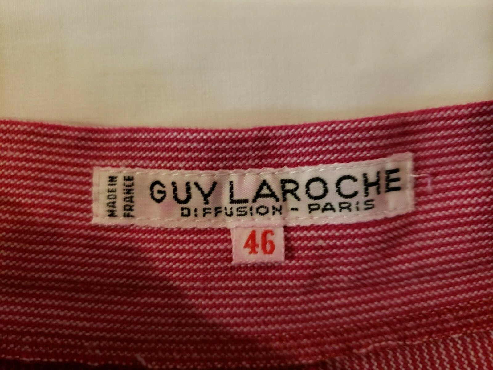 Vintage Guy Laroche Diffusion Pink White Pinstripe Button Pleat Skirt Size 46 14