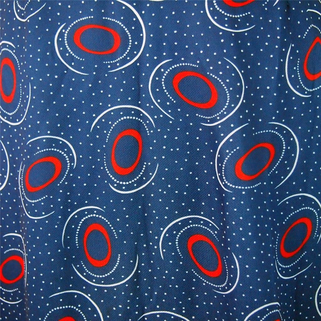 Vintage 60s 70s Mod Psychedelic Polka Dot Retro Blue Poly Maxi Skirt Hippie S