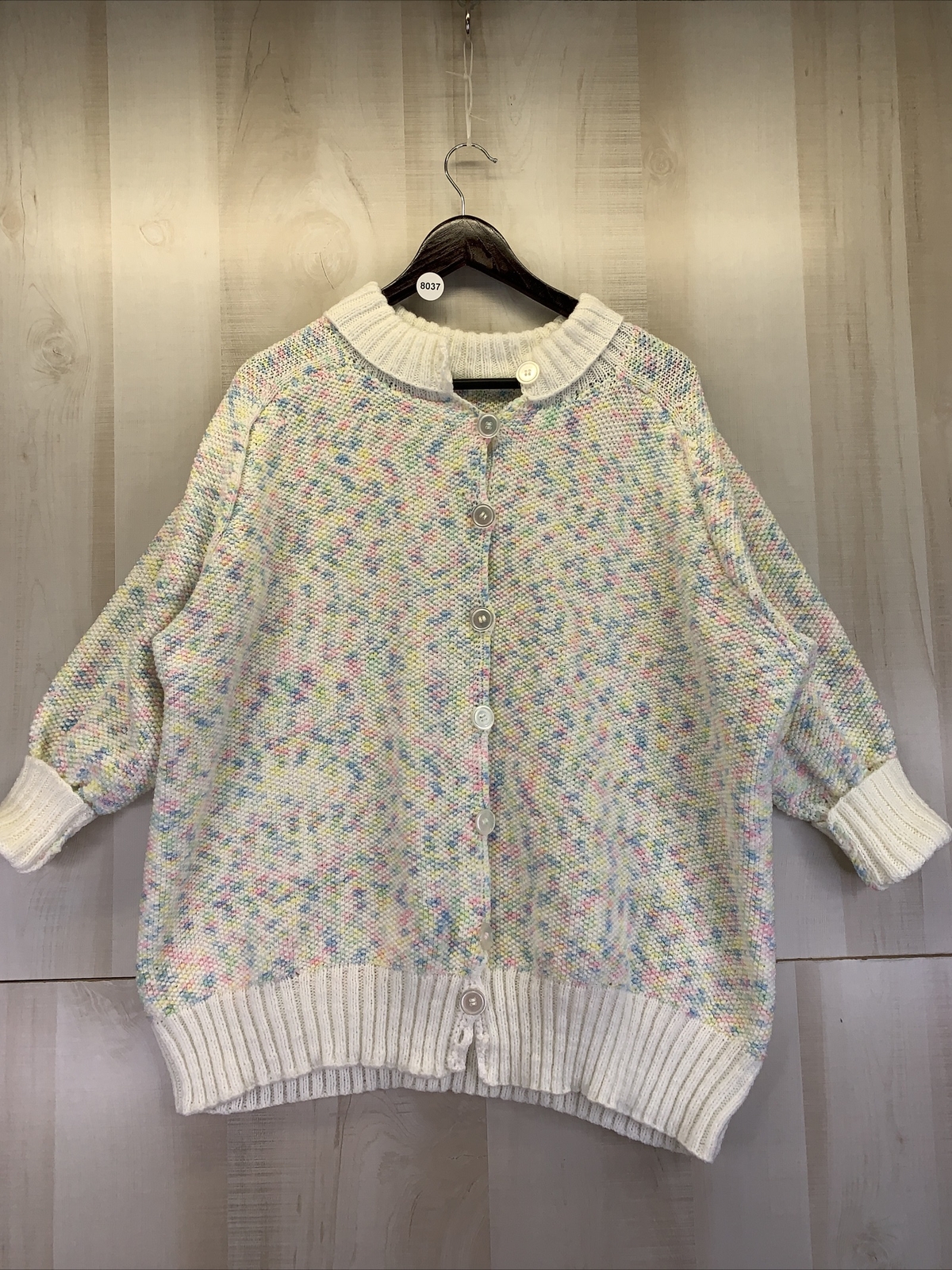 Vintage 1980-90s Handmade Knit Mutli-Color Womens Cardigan Sweater-8037