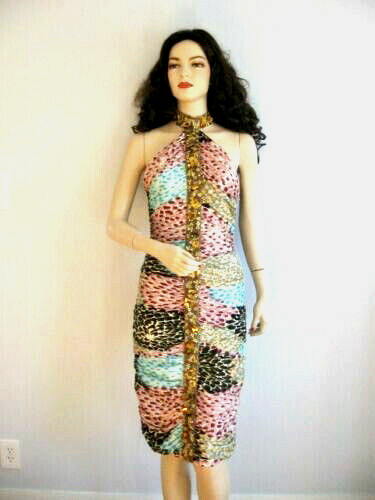 New Missoni Dress Flower Embellished Silk Sz 40 US 4 Vintage RARE