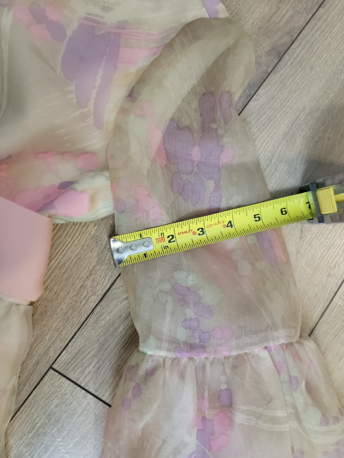 VTG’60s KIKI HART Pastel Floral Print Chiffon Evening Dress/Angel Sleeves