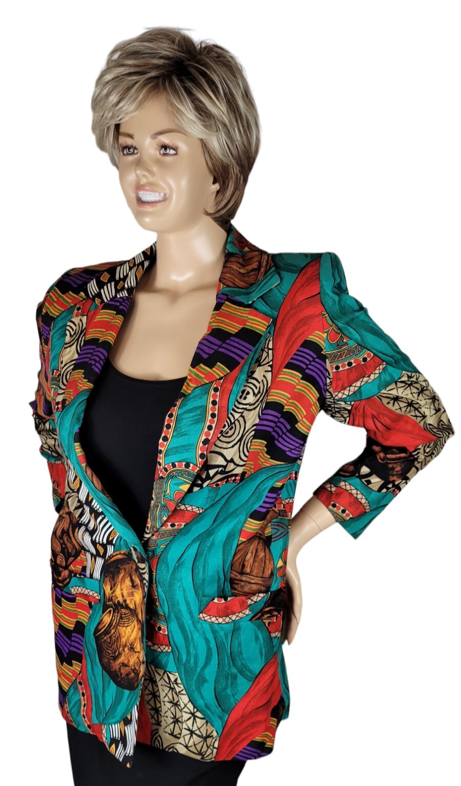 Vtg Sharon Young Sportswear Women’s Southwestern Aztec Western Linen Blazer Sz S