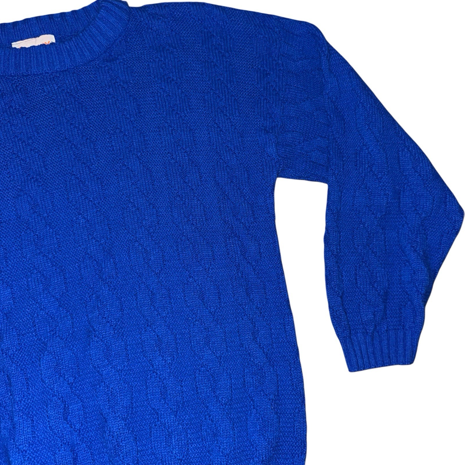 Vintage 90s Women’s Sweater Spunky Size Large Bright Blue Pattern USA Made