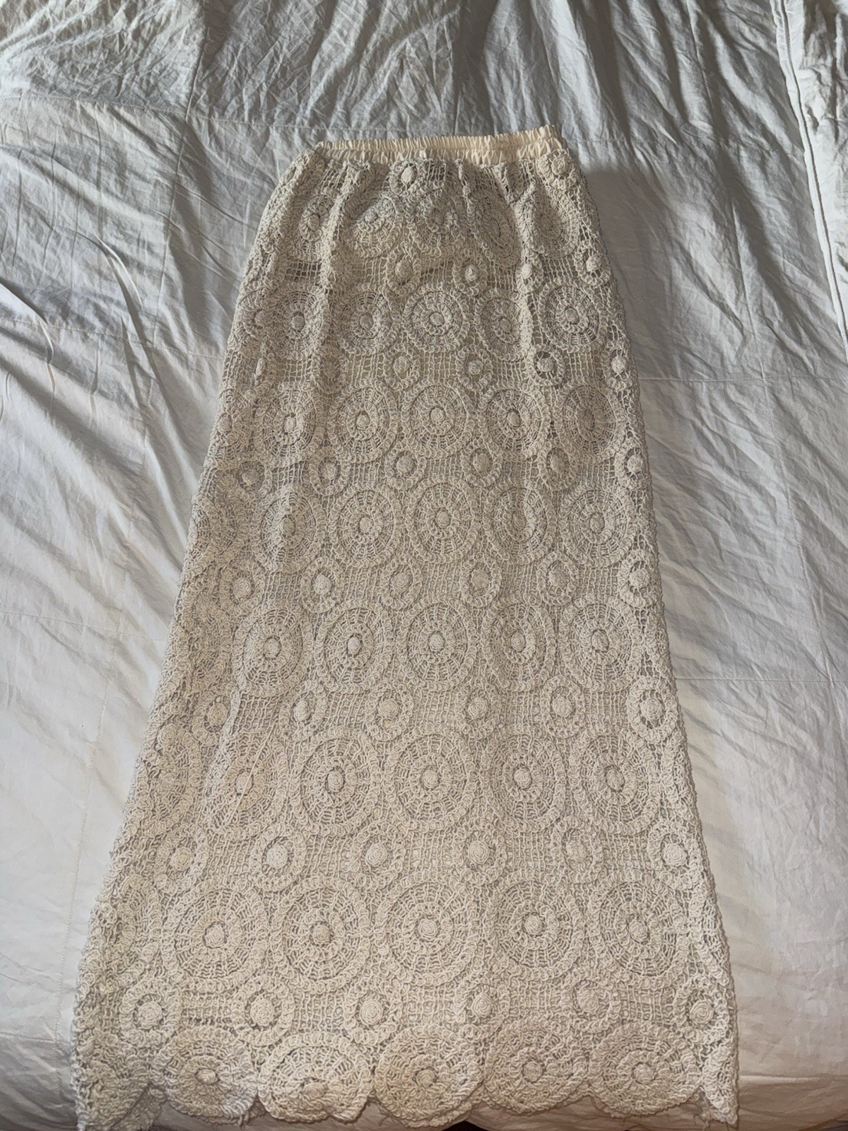 Handmade Beige Crochet Halter Neck Top and Skirt Set with Fringe
