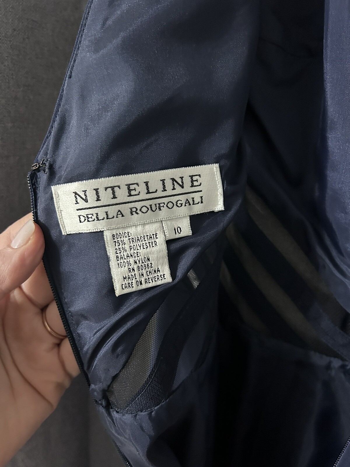Vintage Niteline Della Roufogali Gown Womens Navy Size 10 NWT