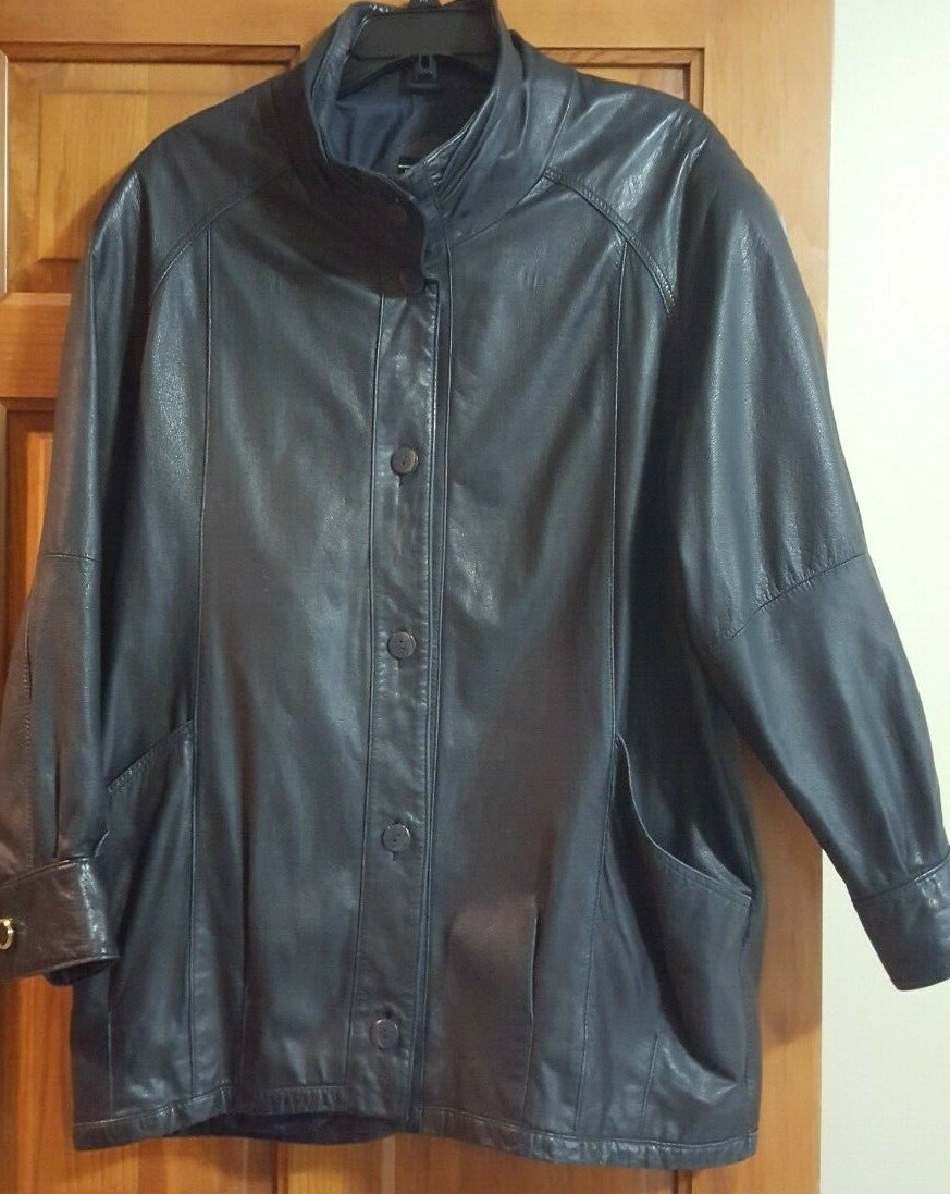 Pelle New York Milano 100% Soft Leather Womens Mid Length Coat