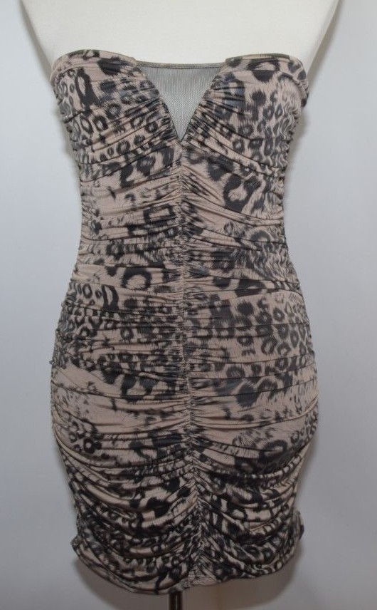FORVEVER 21 Strapless Leopard Animal Print Sexy Club Evening Dress Womens M