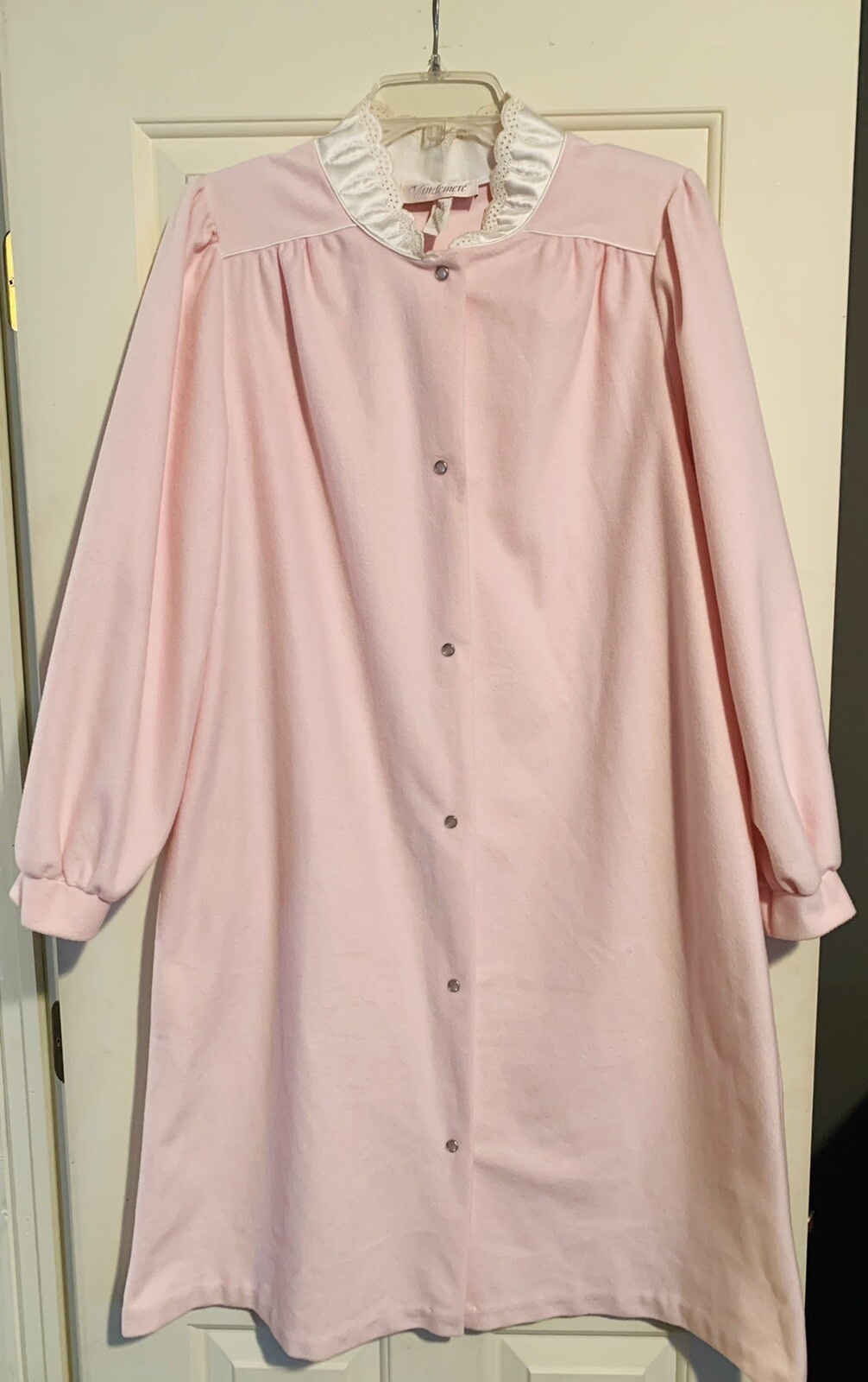 Vintage Vandemere Nightgown Long Sleeve Polyester Lace Sz M 12-14 Made In USA