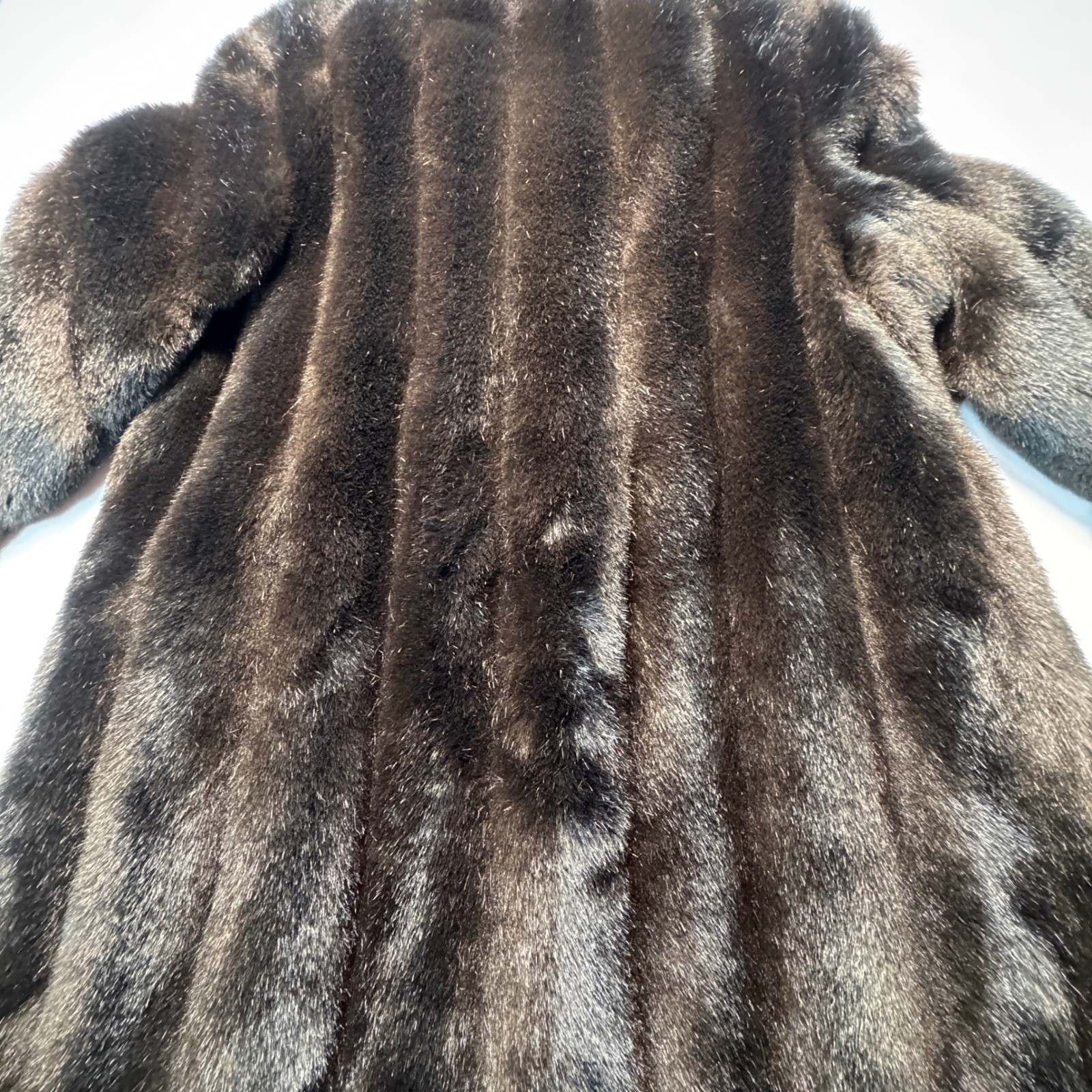 Jacques Saint Laurent for Genelle Vintage Faux Fur Coat Brown Orange Lining L